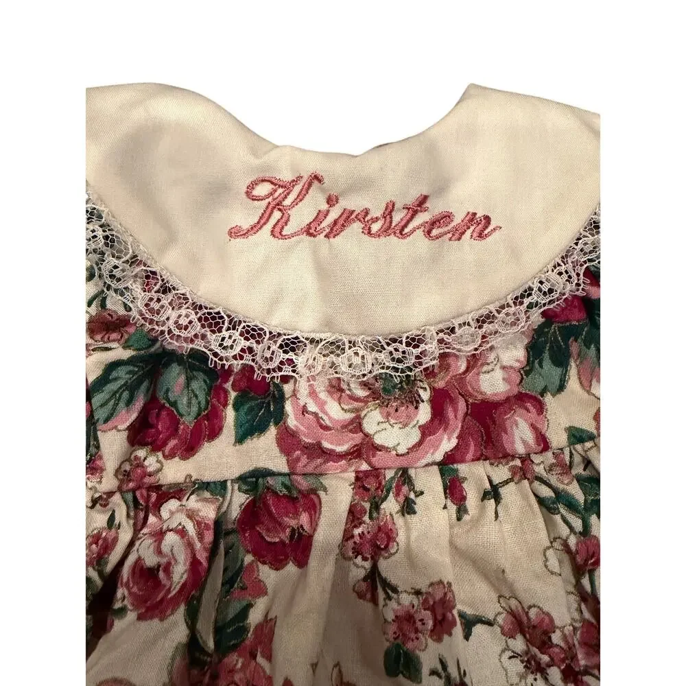 18 Inch Doll Floral Dress Kirsten Embroidered Lace Collar Cream Pink